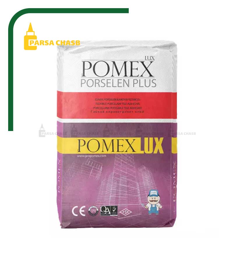 چسب پرسلان پومکس بنفش 1150 پرسلان پلاس 20 کیلوگرمی | چسب پرسلان پودری کاشی pomex 1150  C2TE