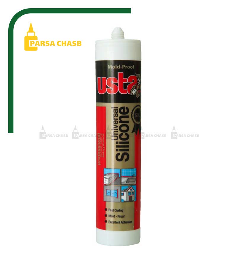 چسب سیلیکون اسیدی اوستافیکس280 گرم شفاف | قیمت عمده درزگیر سیلیکون اسیدی Ustafix